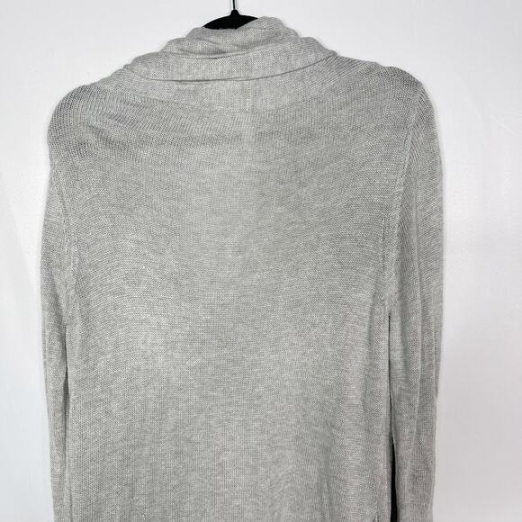 Leith M Heather Gray Cotton Wool Blend Open Front Long Length Cardigan Sweater - Picture 5 of 10